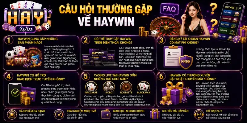 Haywin - Nhà Cái Giải Trí Thể Thao Cá Cược Uy Tín Số #1 2026 Câu hỏi thường gặp về Haywin